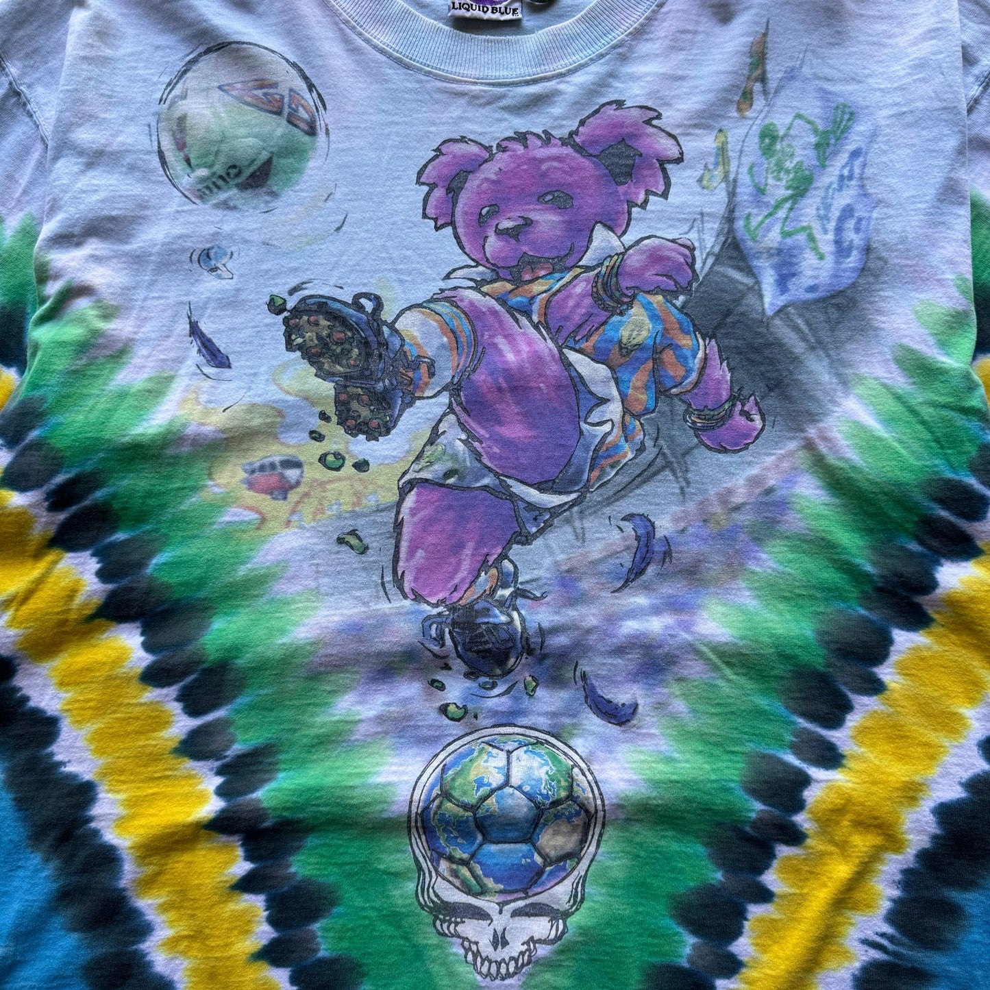 Vintage 1997 World Cup Soccer Greatful Dead Tie-Dye Dead Headers Lighting On the Draw T Shirt