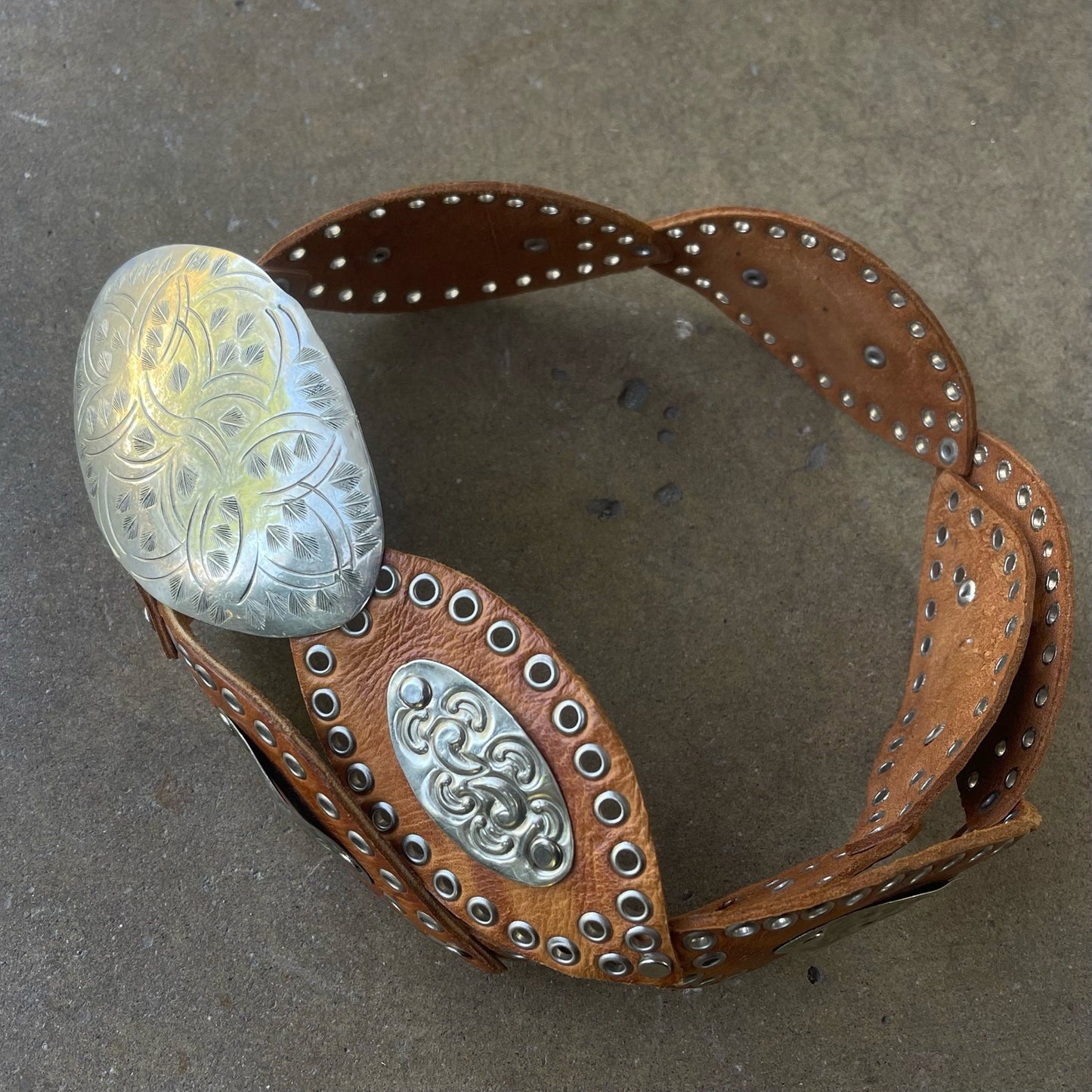 Western Style Large Brown and Gray Belt