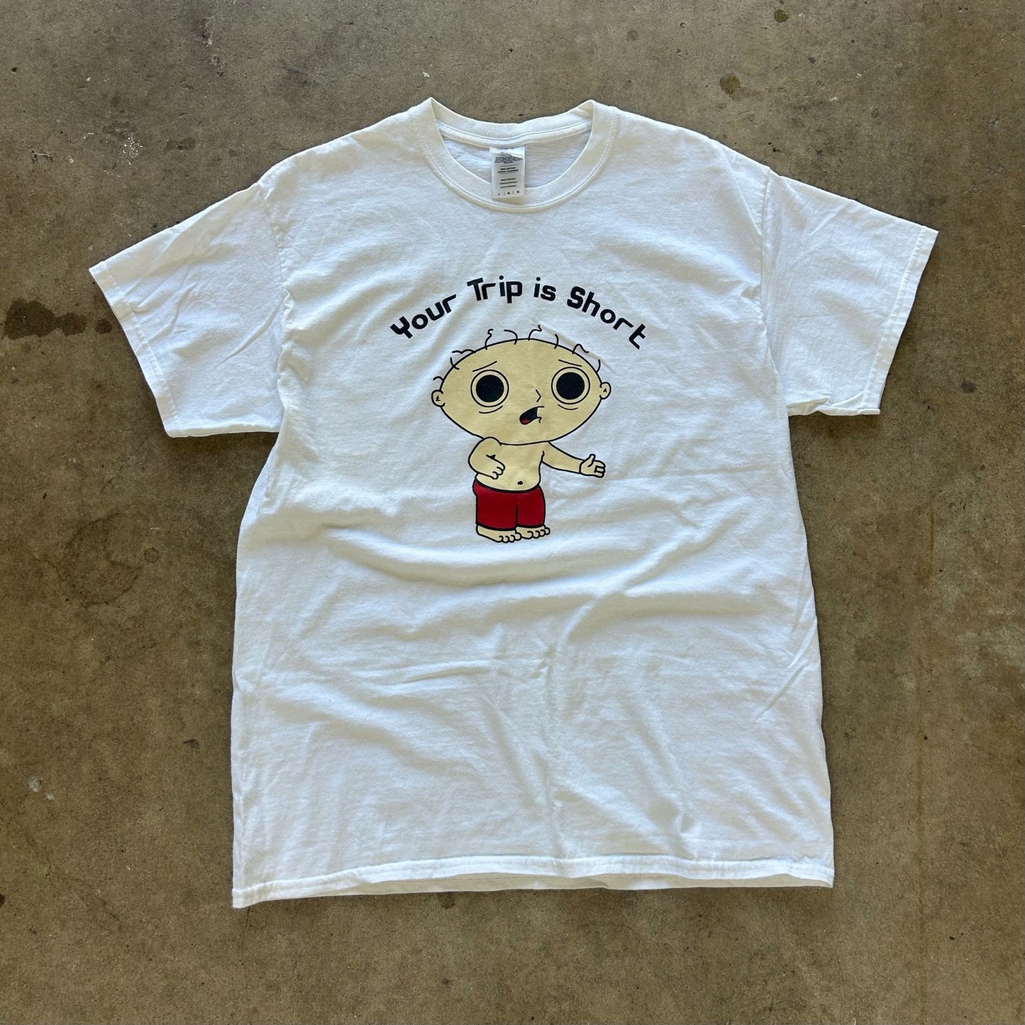 2015 Stewie griffin from family guy Parody Band tee "your trip is short" tshirt