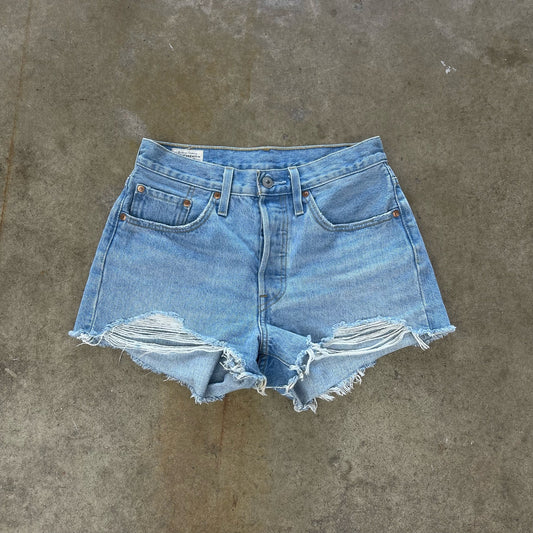 Levis 505 Cut Off Jorts With a Great Washed Denim