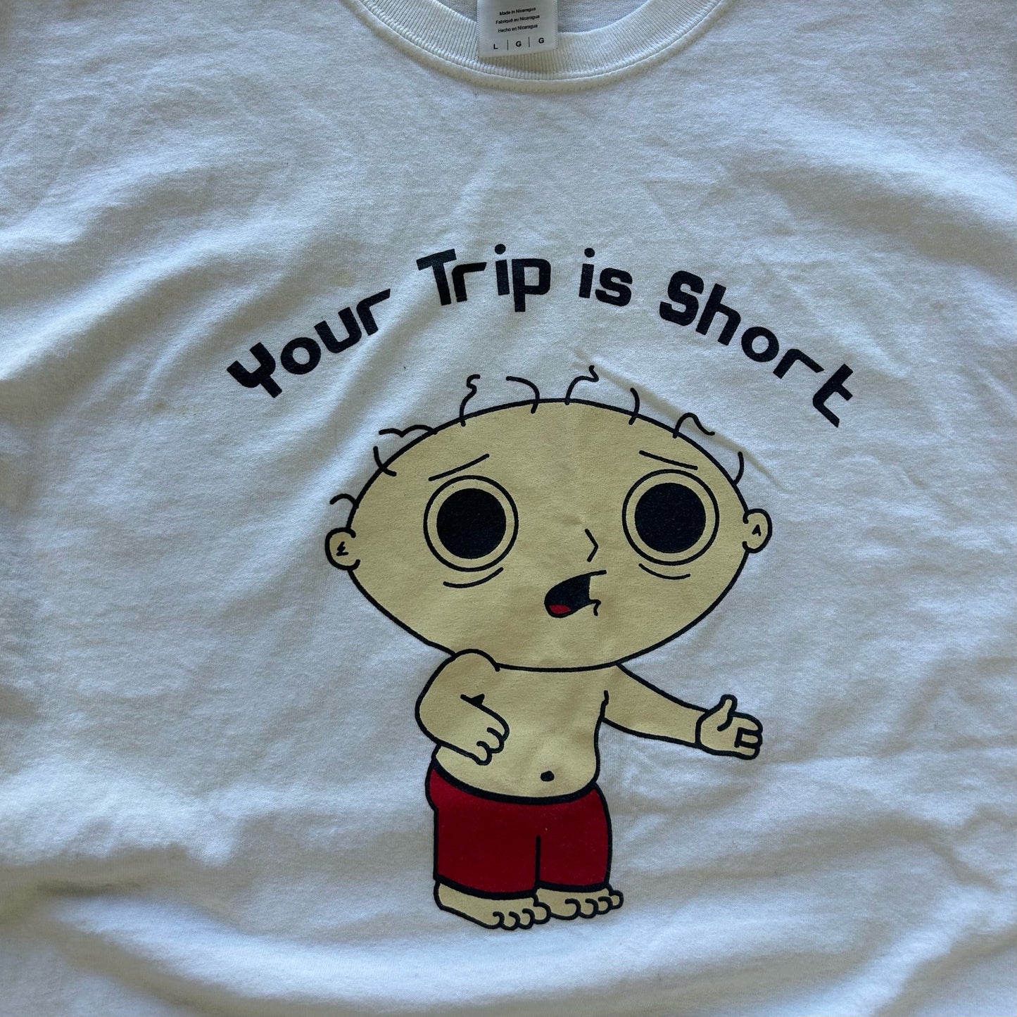 2015 Stewie griffin from family guy Parody Band tee "your trip is short" tshirt