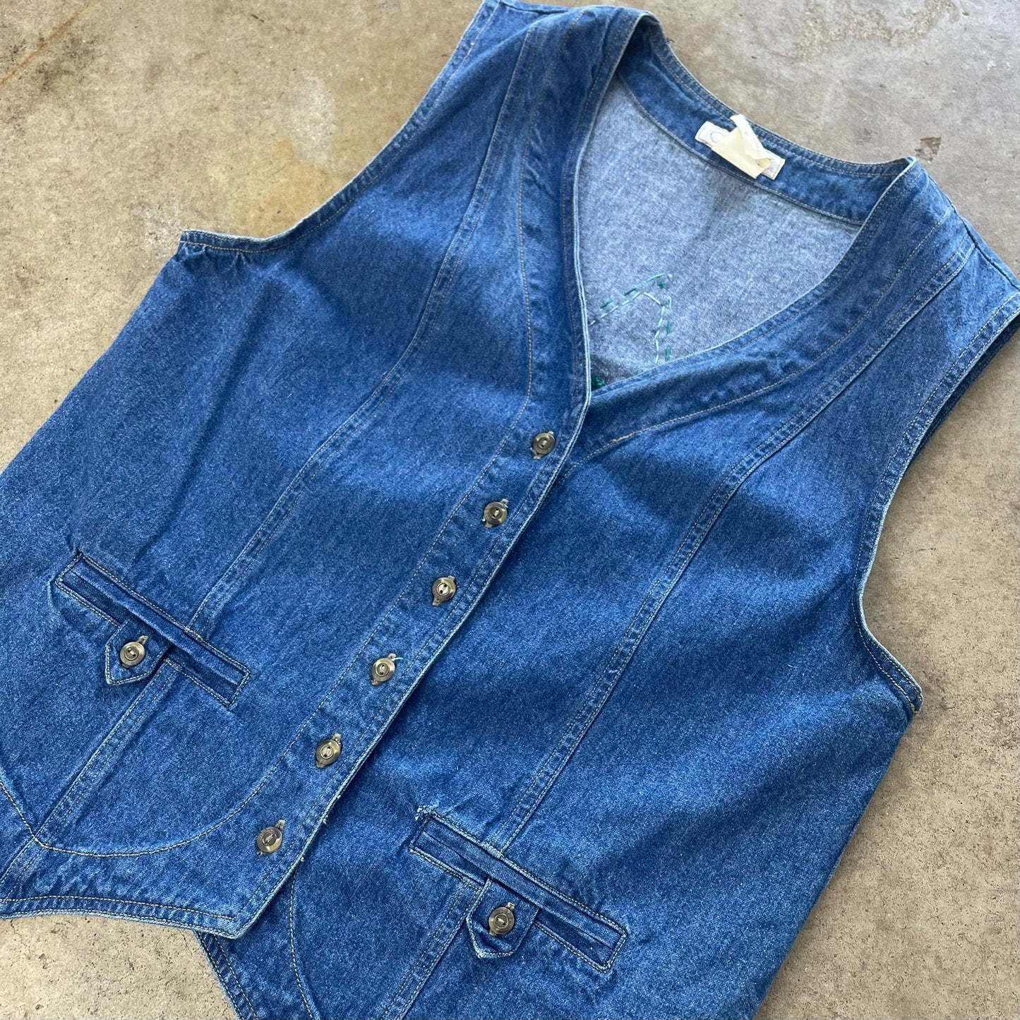 Vintage Cherokee Denim Vest With Unique Embroidery