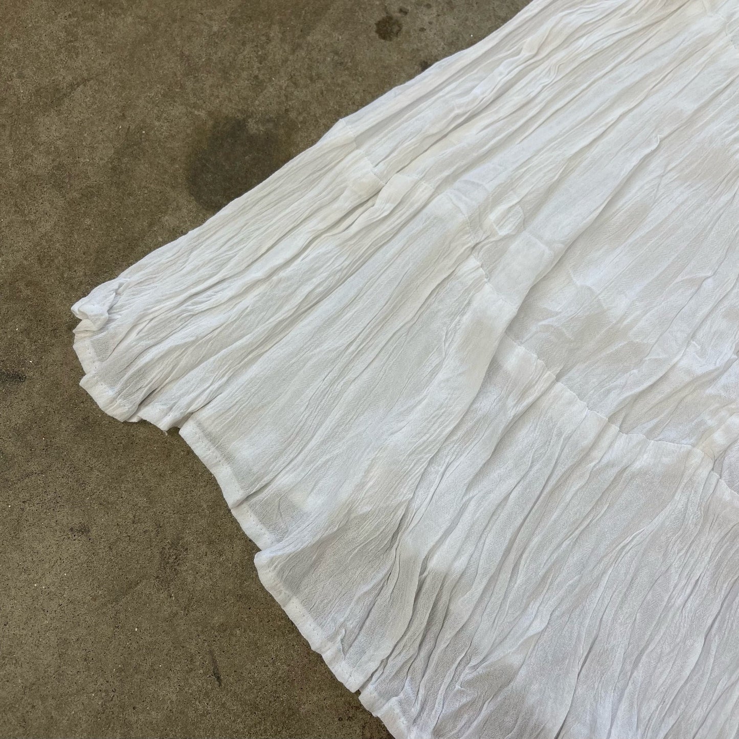 White Women's Flowy Skirt Ruffled Elastic Waist