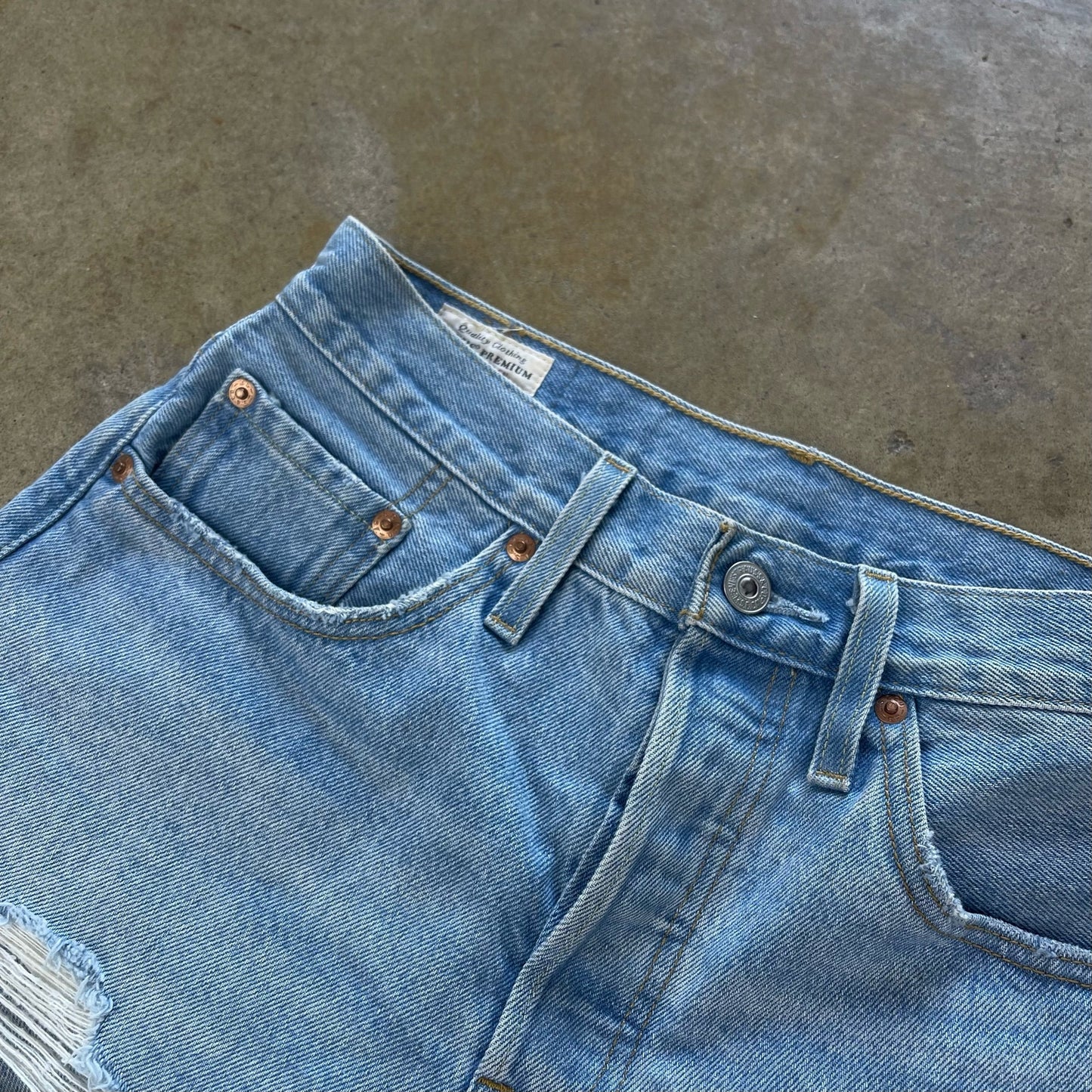 Levis 505 Cut Off Jorts With a Great Washed Denim