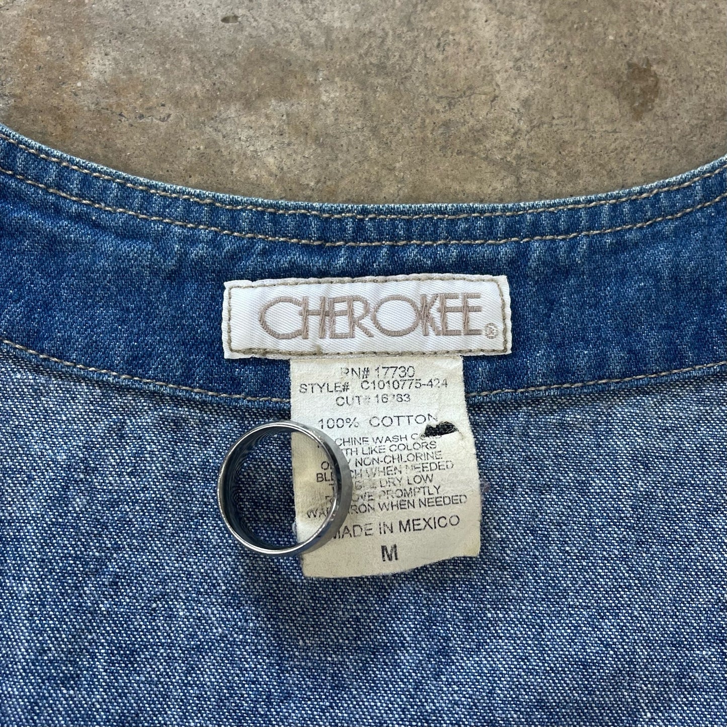 Vintage Cherokee Denim Vest With Unique Embroidery