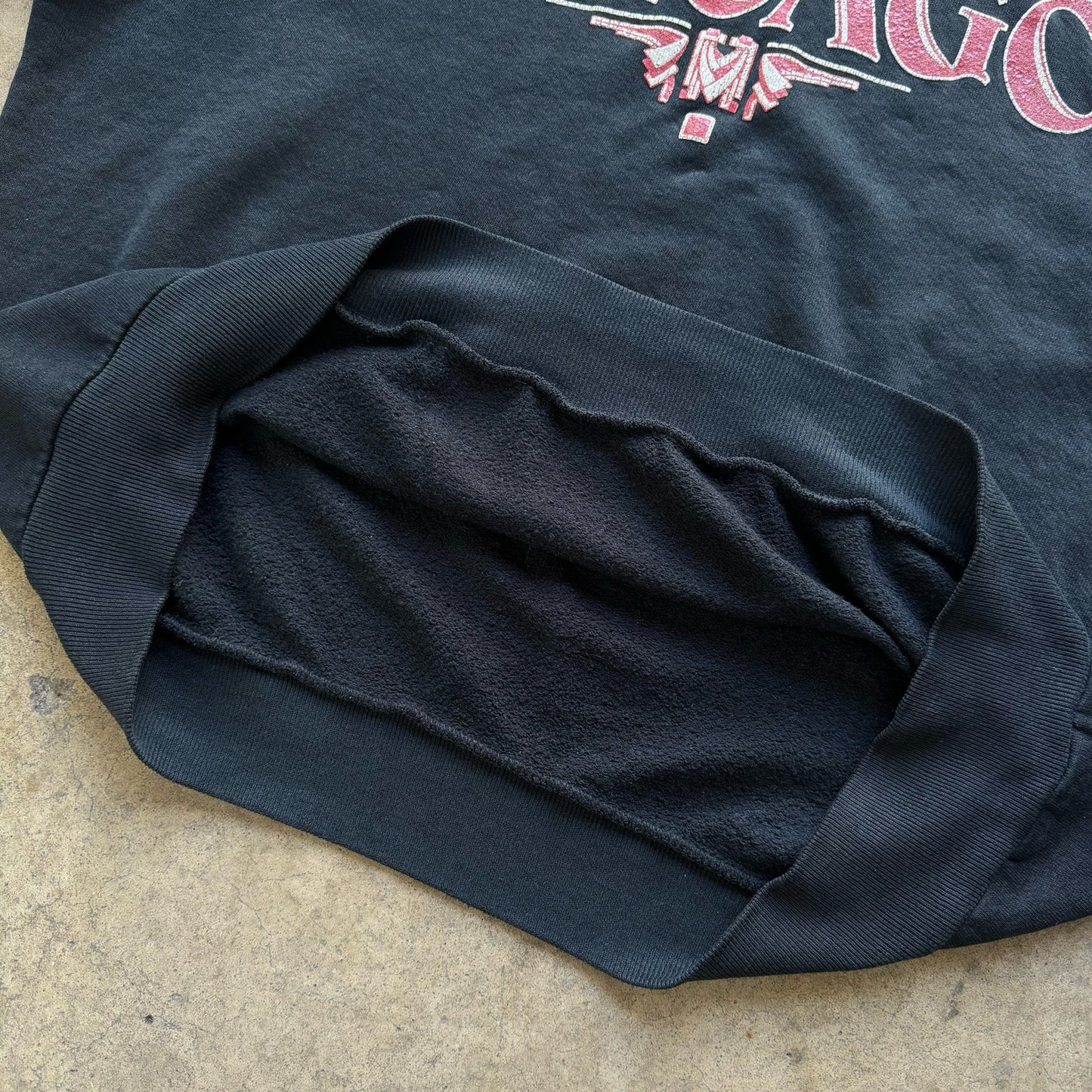 Columbia College of Chicago faded black crewneck