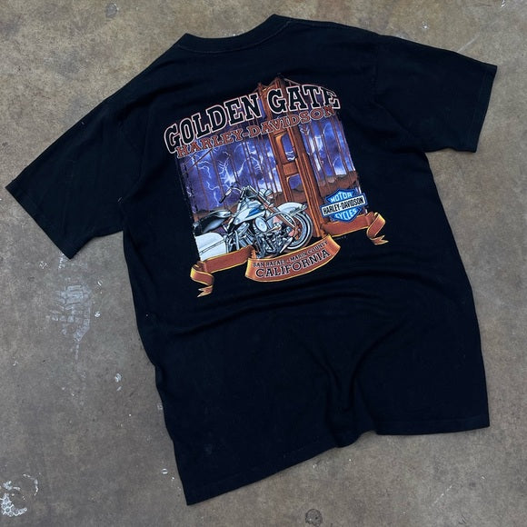 Men's Vintage 90s Golden Gate Harley Davidson T-shirt size Large