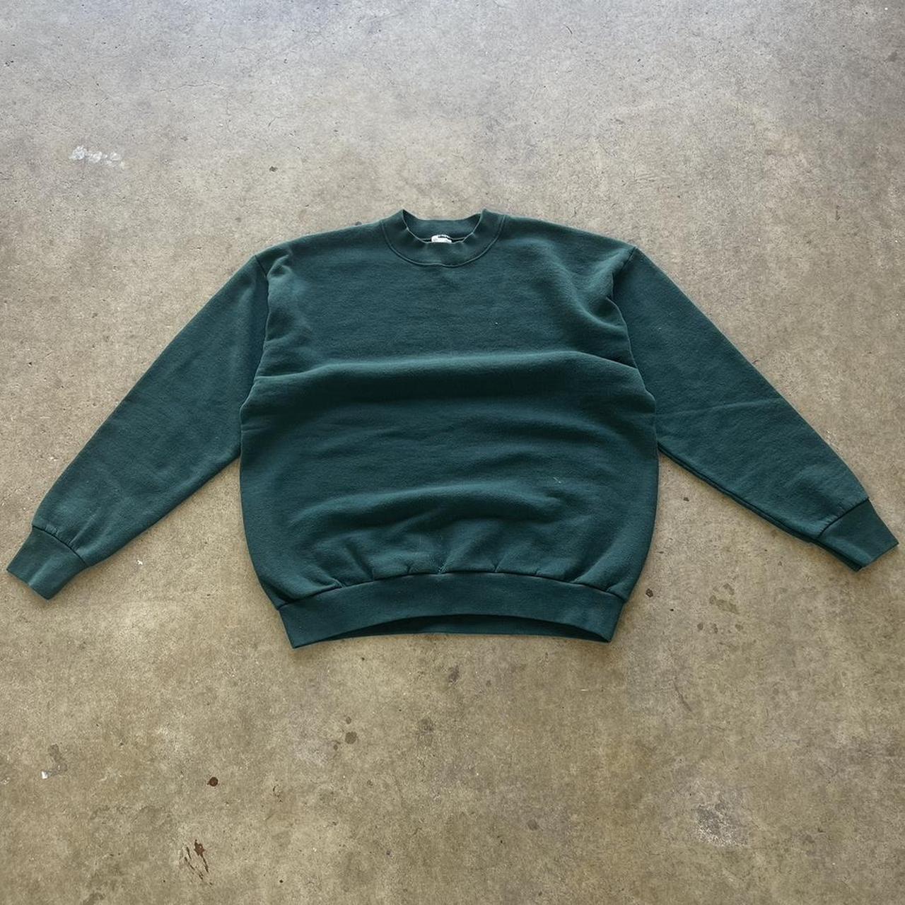 Vintage Fruit of the loom made in usa Blank green crewneck size Large