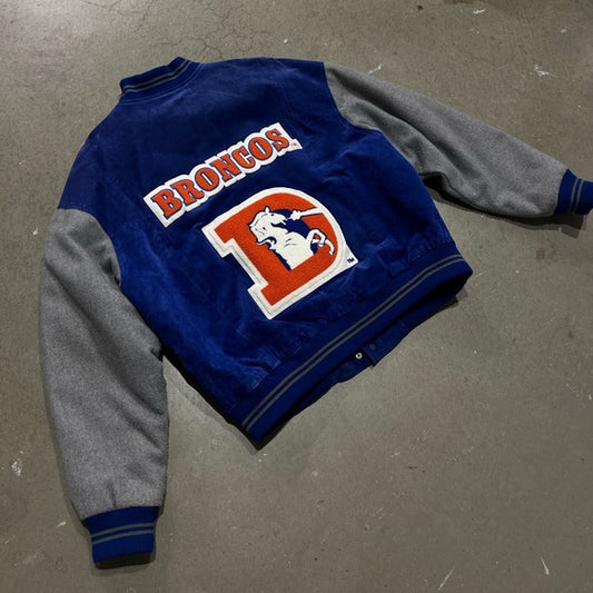 Vintage 90s Denver Broncos Leather Varsity Jacket Size XL