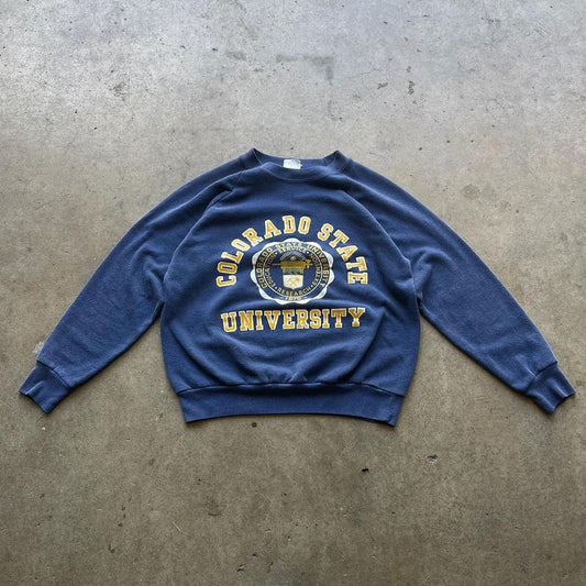 Vintage 80s Colorado State University navy blue sweatshirt Size LARGE