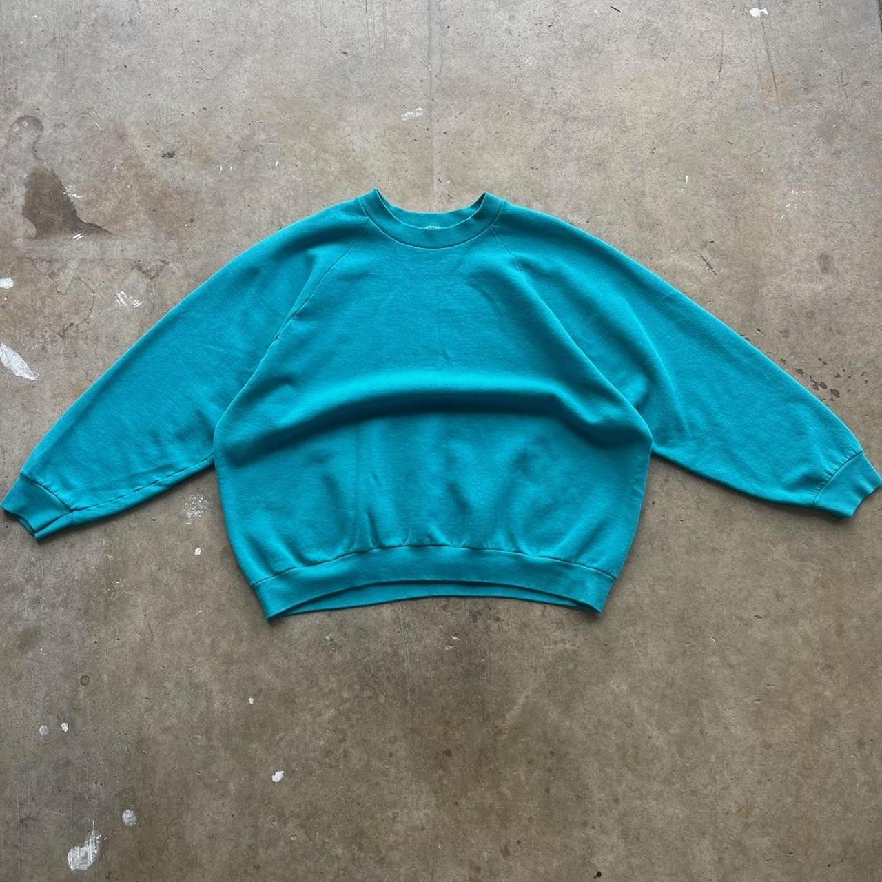 Blank Teal 80s Fruit of the loom Crewneck Size XXL