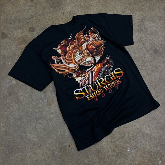 Sturgis Bike week 2007 Hog Graphic flame t-shirt size Large NWT