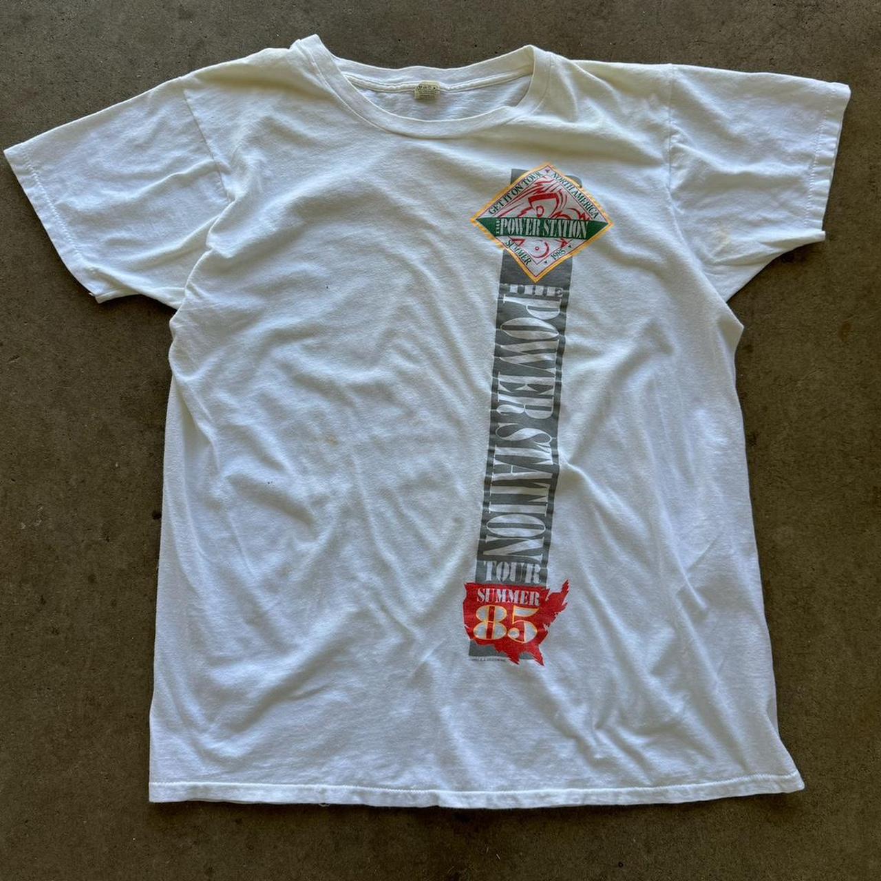 1985 The Power Station Get It On Tour Shirt RARE White T-Shirt