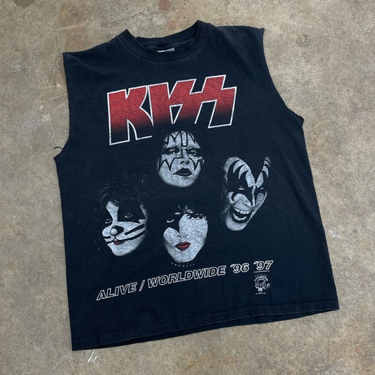 Vintage 90’s KISS 96’ 97’ sleeveless concert T-shirt size Large