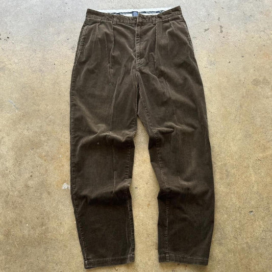 Vintage 90s POLO RALPH LAUREN PANTS 33x34 Cotton CORDUROY Polo Cords Brown