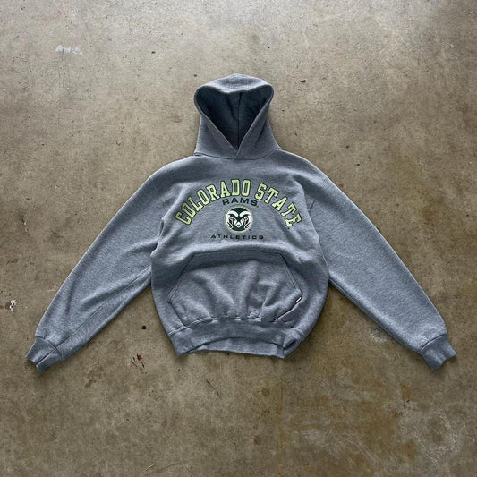 Vintage 90s Russel Colorado State University grey and green hoodie Size M