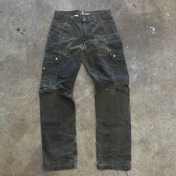 Men’s Dark brown Carhartt utility double knee cargo pants 32x34 (thrashed)