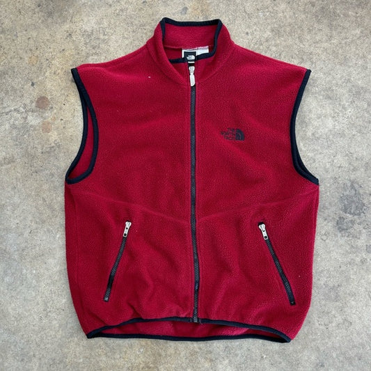 Men’s Vintage 90s Red The North Face Full Zip Fleece Vest size Medium