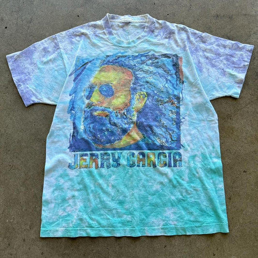 Vintage 1995 Jerry Garcia Grateful Dead Liquid Blue T-shirt Size Fits XL