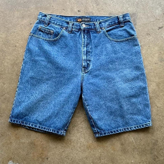 Vintage Route 66 Relaxed Fit Denim Blue Jeans Shorts