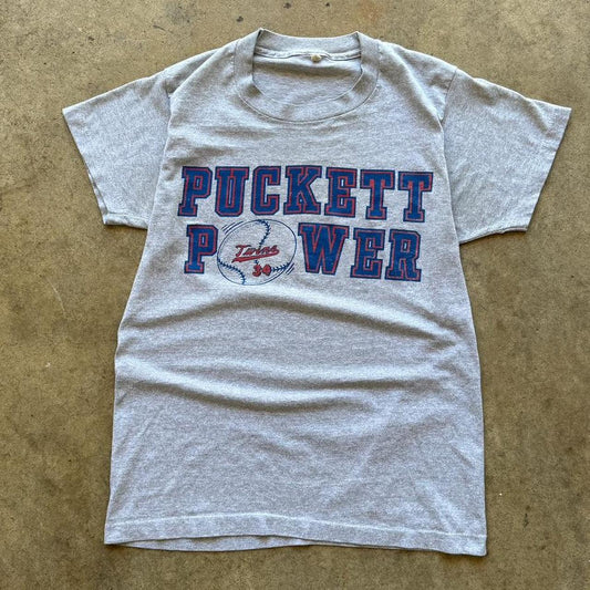 Vintage 80's Minnesota Twins Kirby Pucket "Pucket Power" T-shirt Size Vintage Large