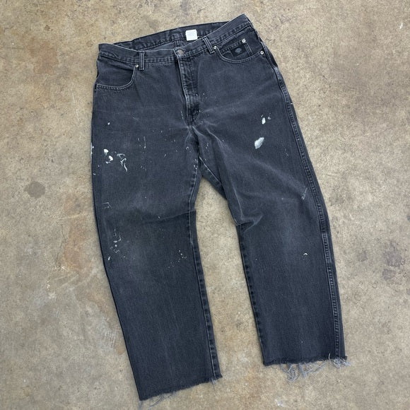 Men’s Vintage Faded Black paint splatter Harley Davidson jeans Size 38x32