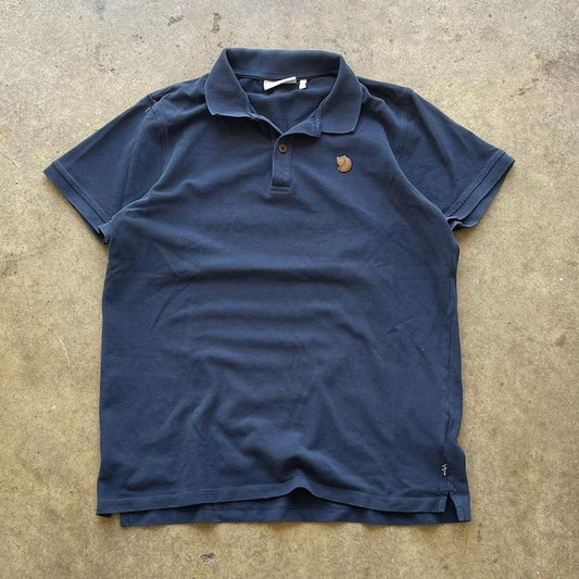 Fjallraven Men's Size XL Dark Blue Ovik Cotton Polo Shirt Cotton Short Sleeve