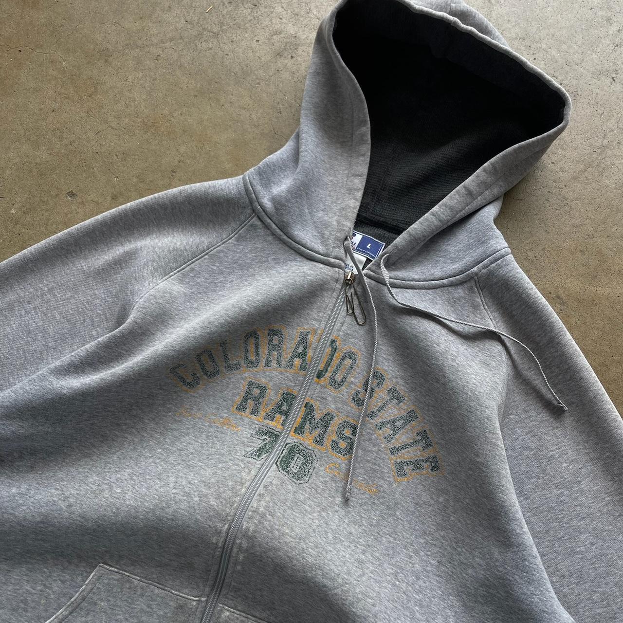 Vintage Russel CSU Rams Grey Zip up Hoodie Size Large