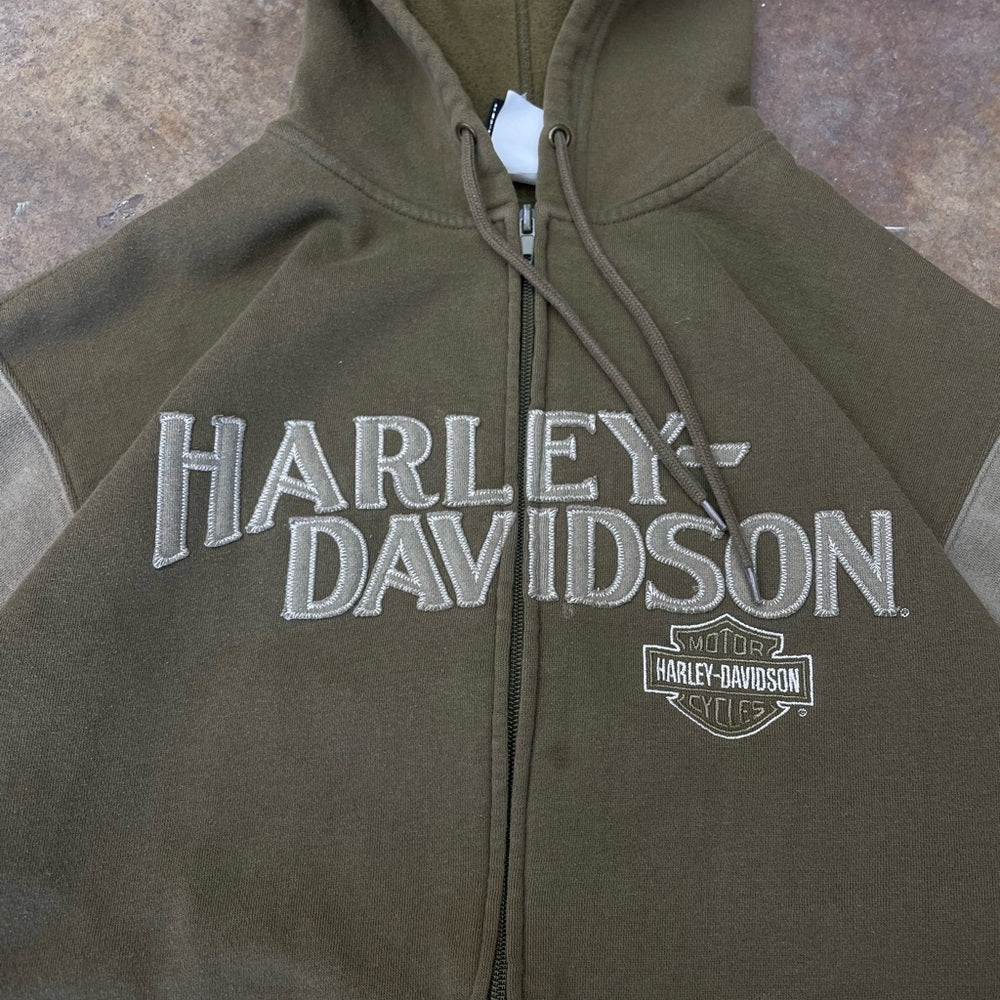 Men’s Vintage Harley Davidson Hooded embroidered Zip-up Jacket size Medium