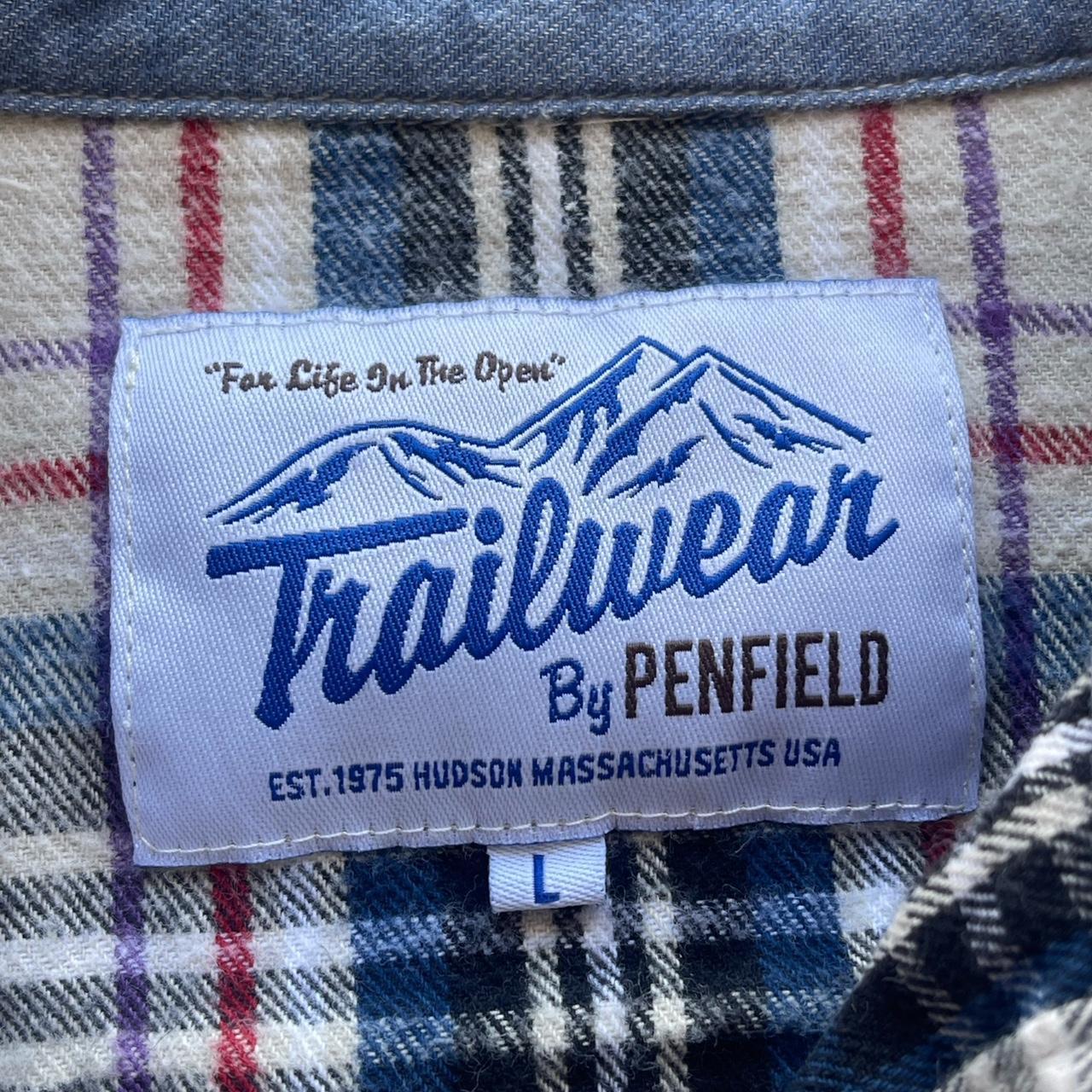 Vintage White and blue Trailwear Flannel button up Size Large