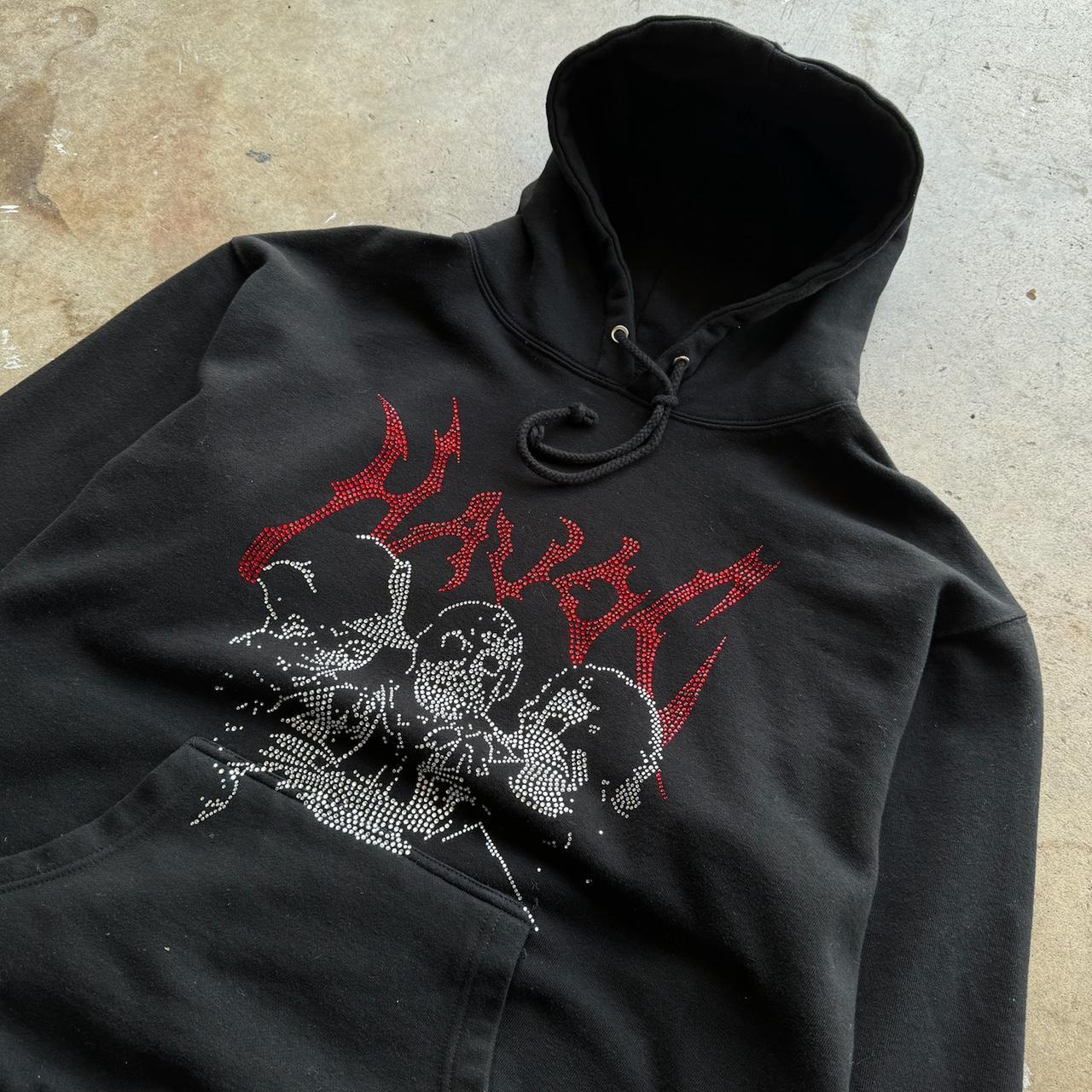 Men's “TRIPLE THREAT” black double Havoc Global hoodie w rhinestone graphic