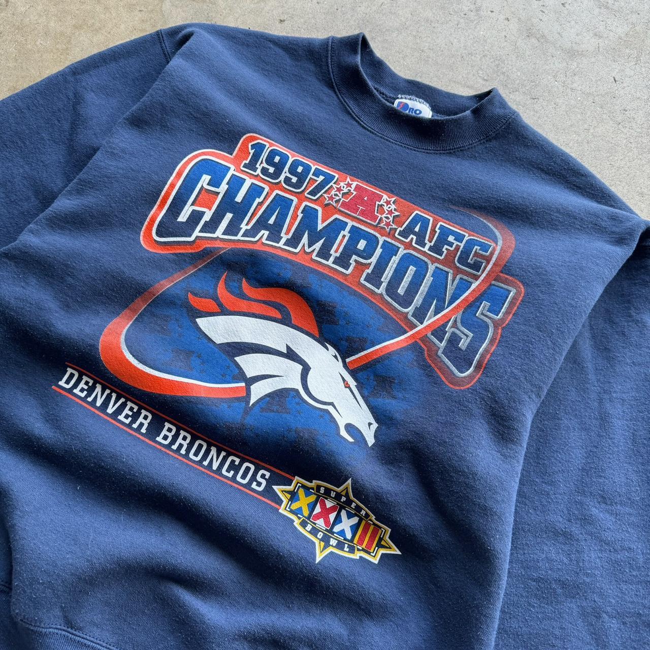 Men’s vintage 1997 Denver Broncos AFC Champions Crewneck size Large