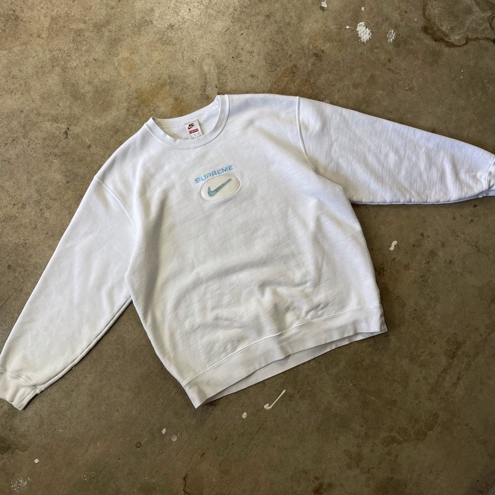 Supreme nike cheap jewel crewneck white