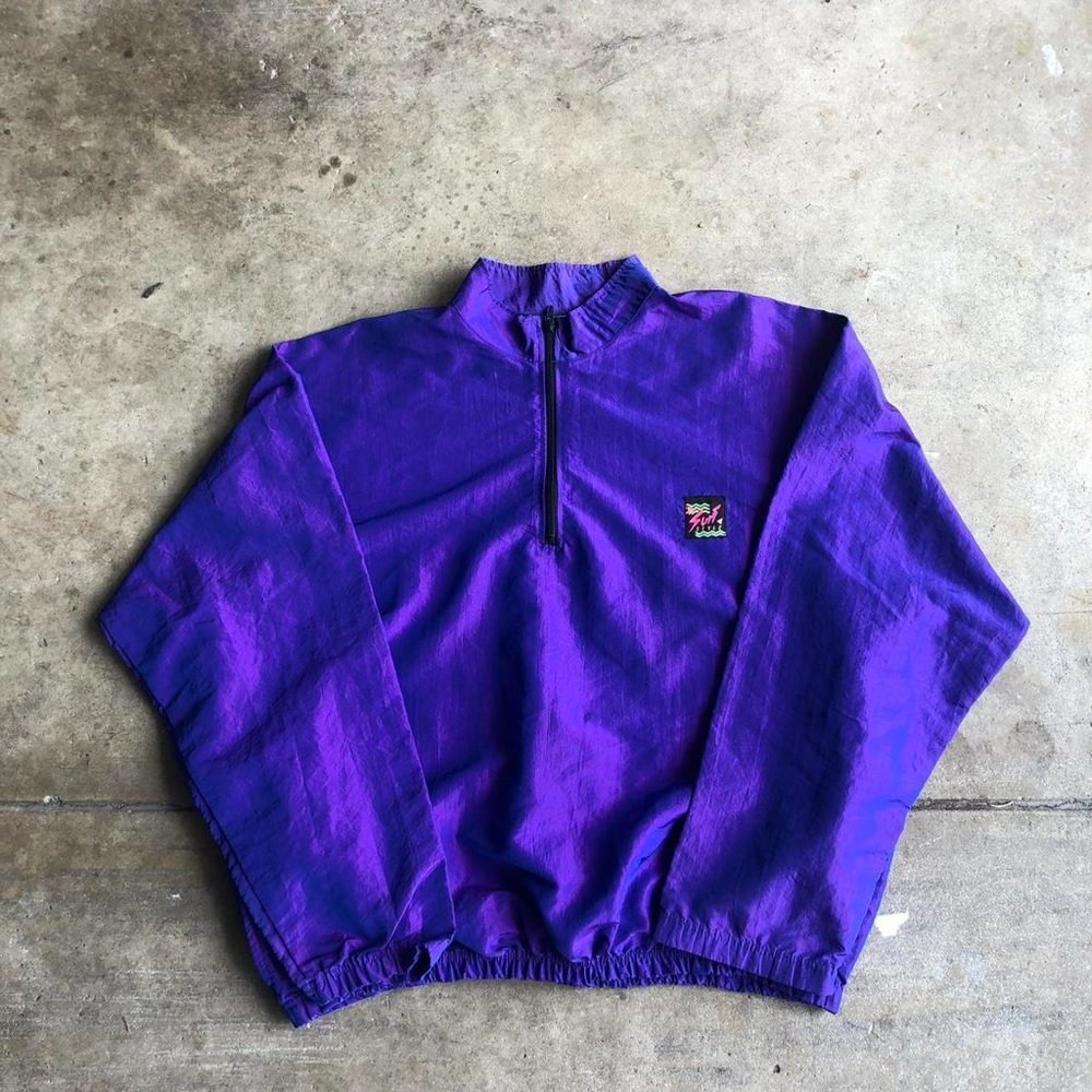 Vintage Surf Style IRIDESCENT windbreaker 1/4 zip