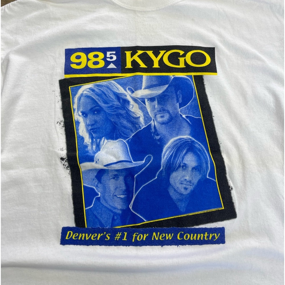 Men’s vintage 98.5 KYGO radio stain shirt size XL