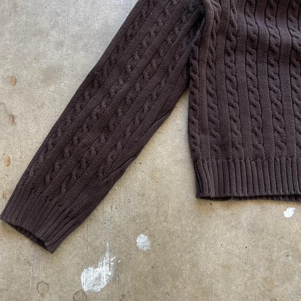 Ralph Lauren Cotton Cable Knit Sweater Brown Size M Measurements shown