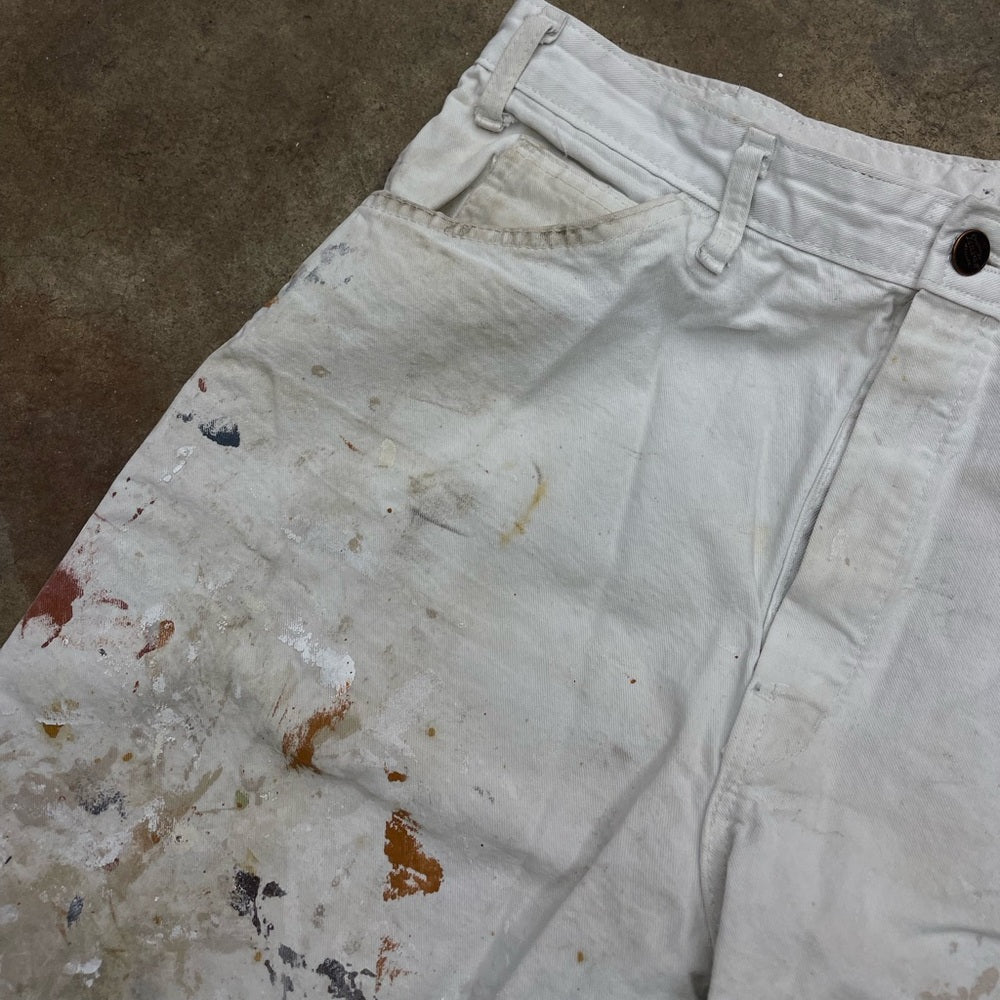 Men’s vintage white Dickies paint splattered painters pants size 34x30