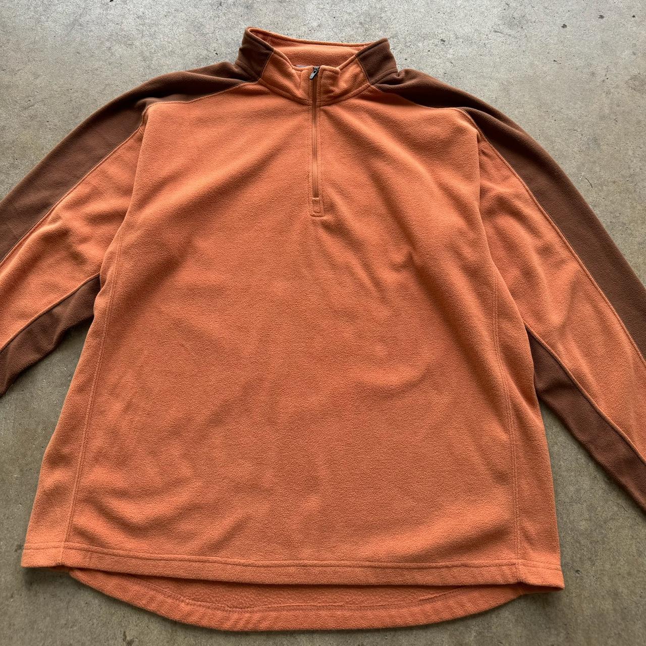 Men's Y2K orange 1/4 zip Fleece Graphic pullover size Large