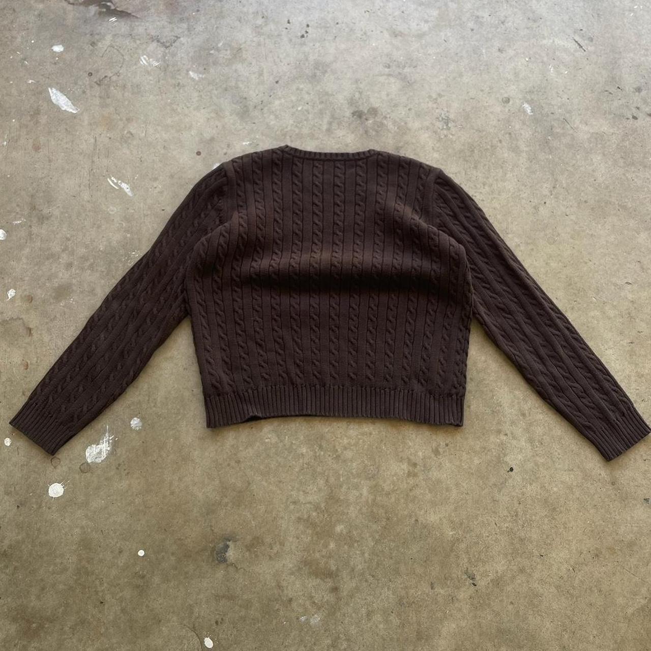 Ralph Lauren Cotton Cable Knit Sweater Brown Size M Measurements shown