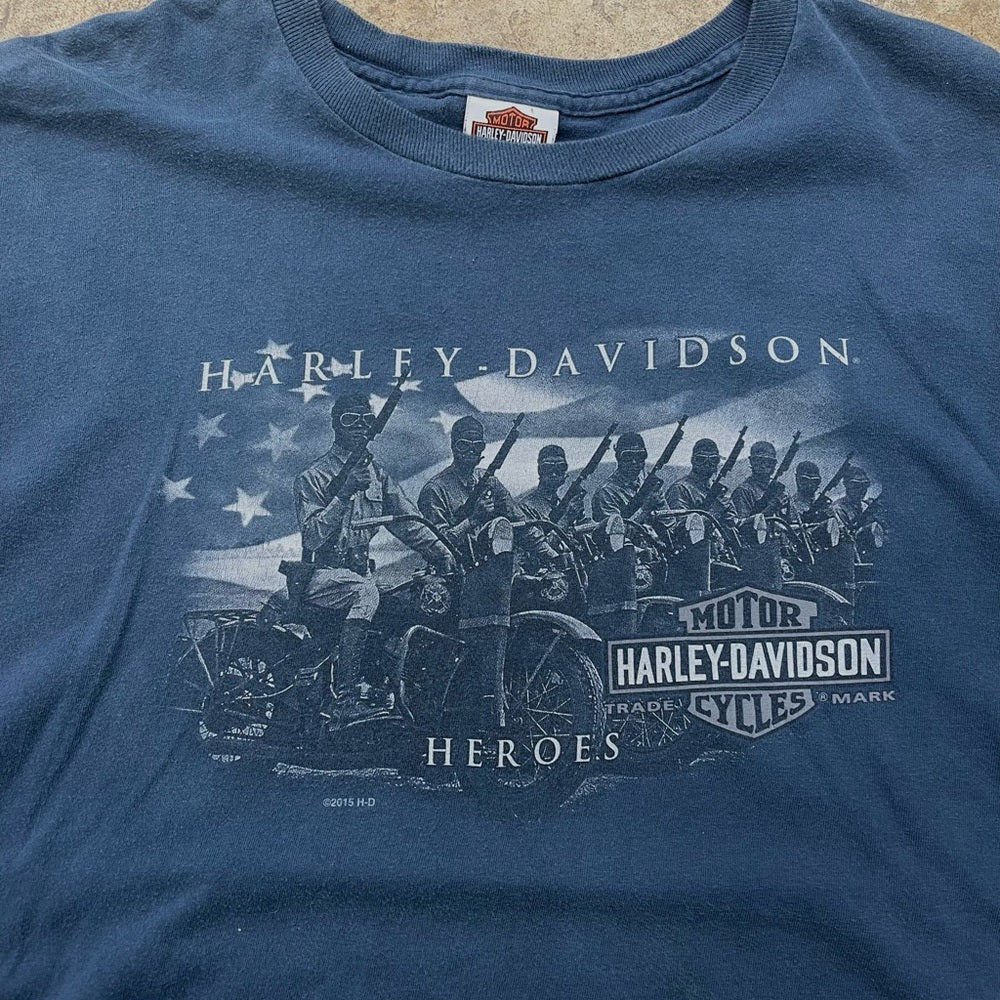Men's Y2K Faded Harley-Davidson Heroes T-shirt Size 2XL