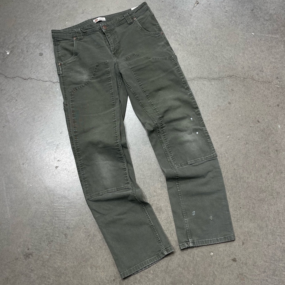 Women's Y2K Olive Green Dickies Double-knee pants Size 10