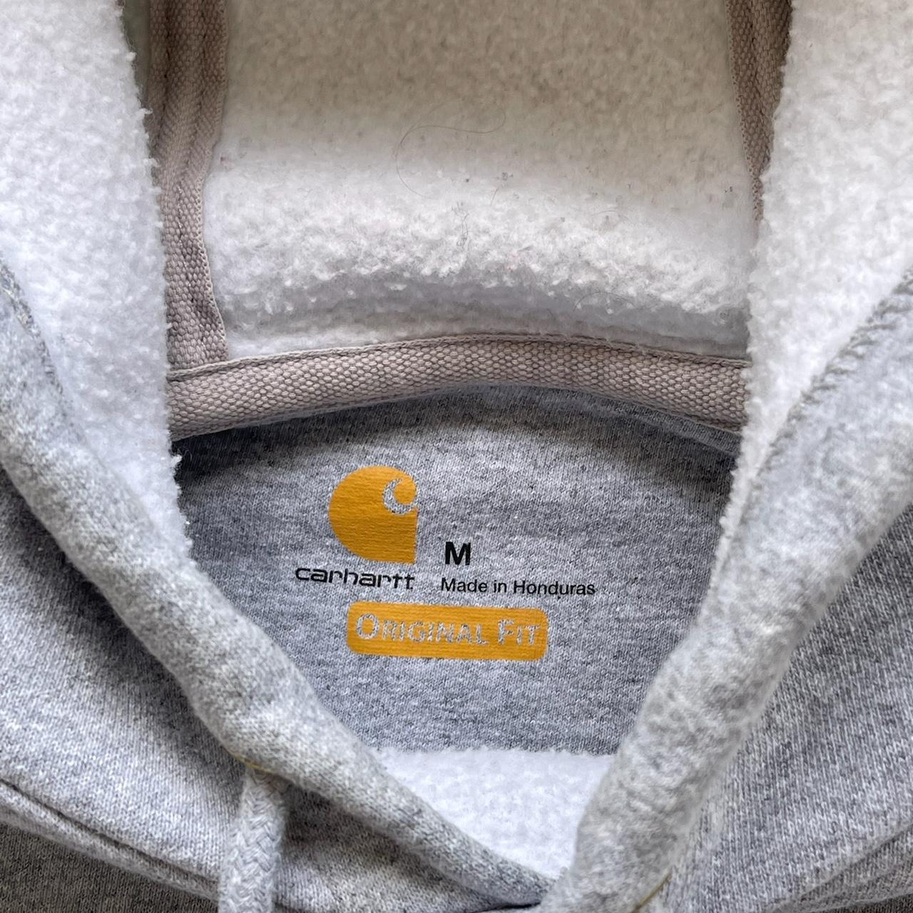 Grey Carhartt Sweatshirt Hoodie with arm hit Size Medium Fits kind of big