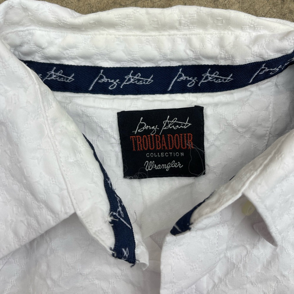 Men’s vintage Troubador collection wrangler pearl snap shirt size Fits XL