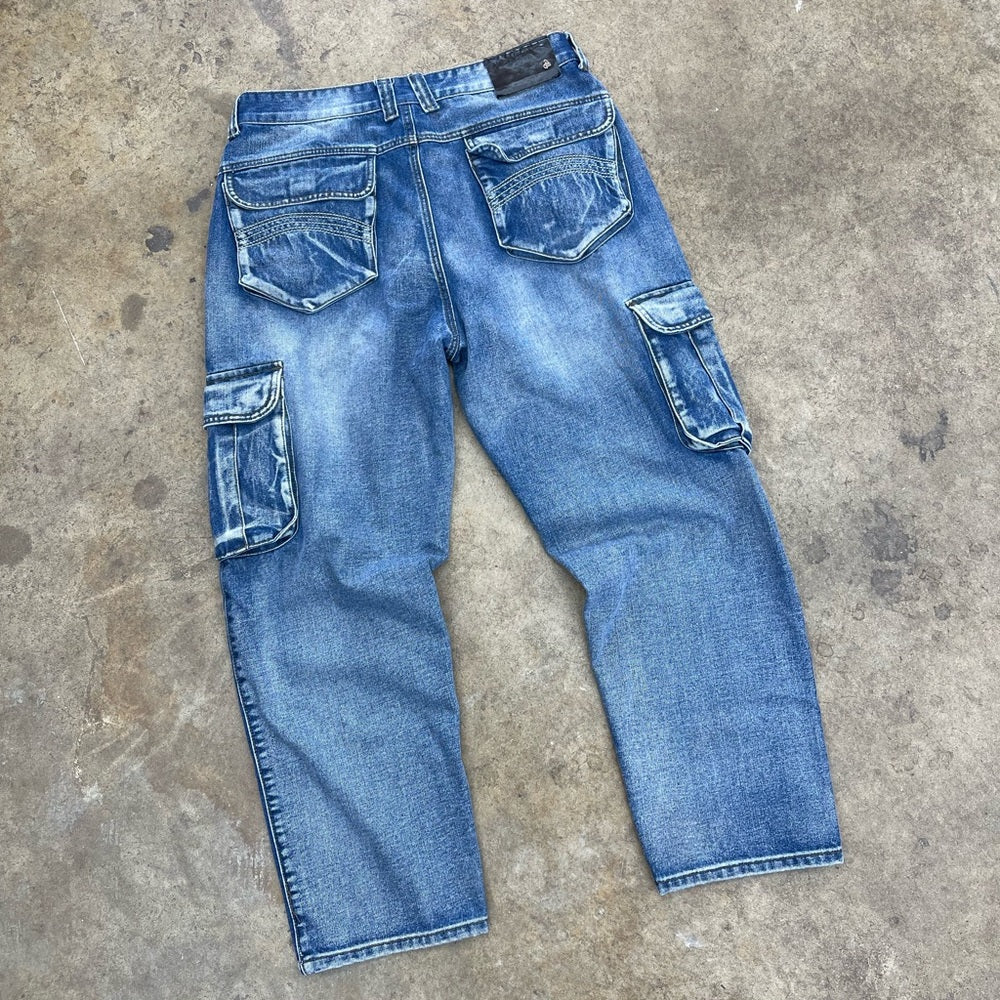 Men’s Vintage Faded Cargo Blue jeans Size 34