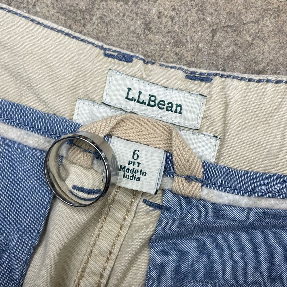 Women's Y2K L.L. Bean Cream Cargo Double knee pants Size 6