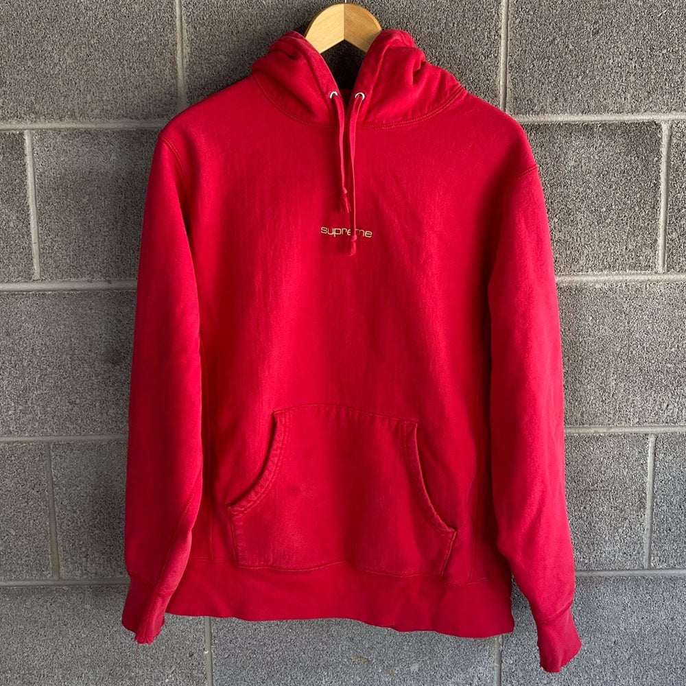 Supreme Center logo Red Heavyweight Hoodie