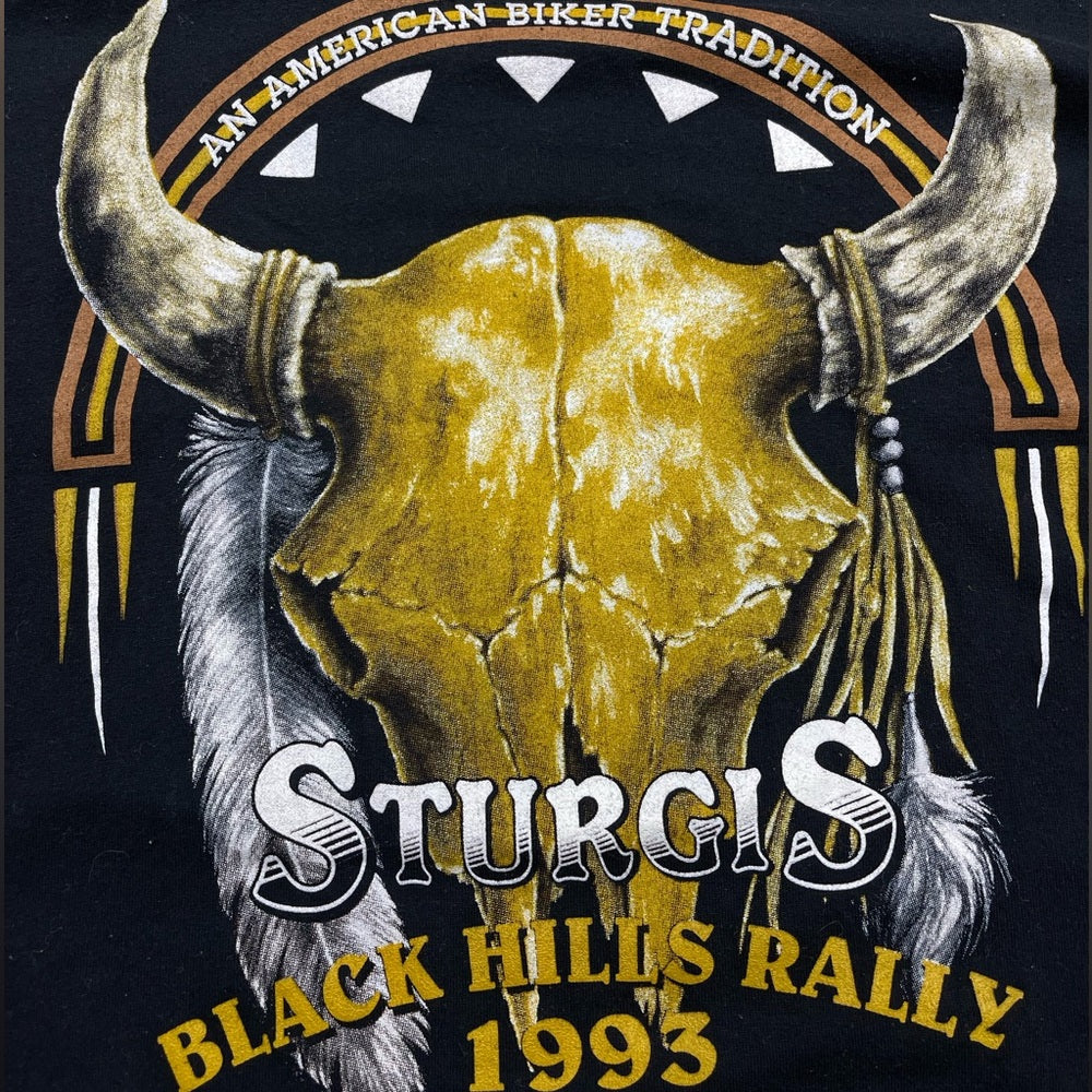 Vintage 1993 Harley Davidson 3D emblem Sturgis black hills rally Tshirt size XXL