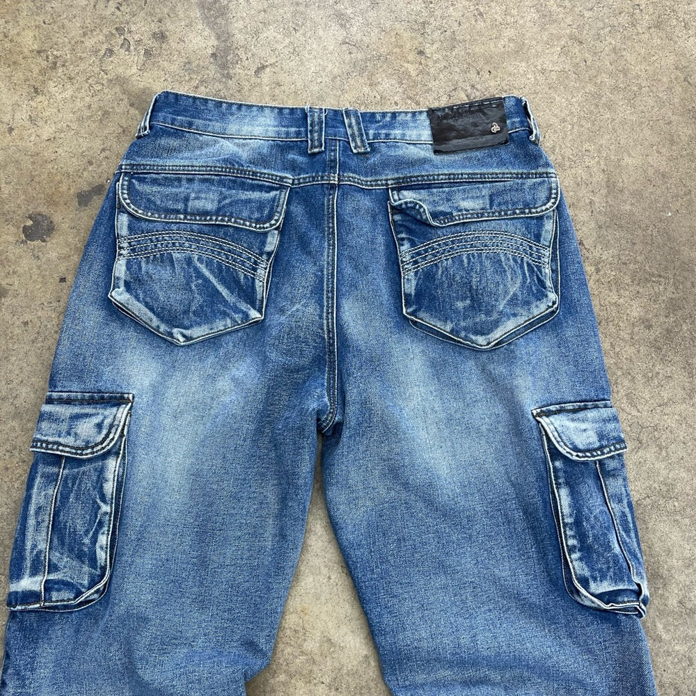 Men’s Vintage Faded Cargo Blue jeans Size 34